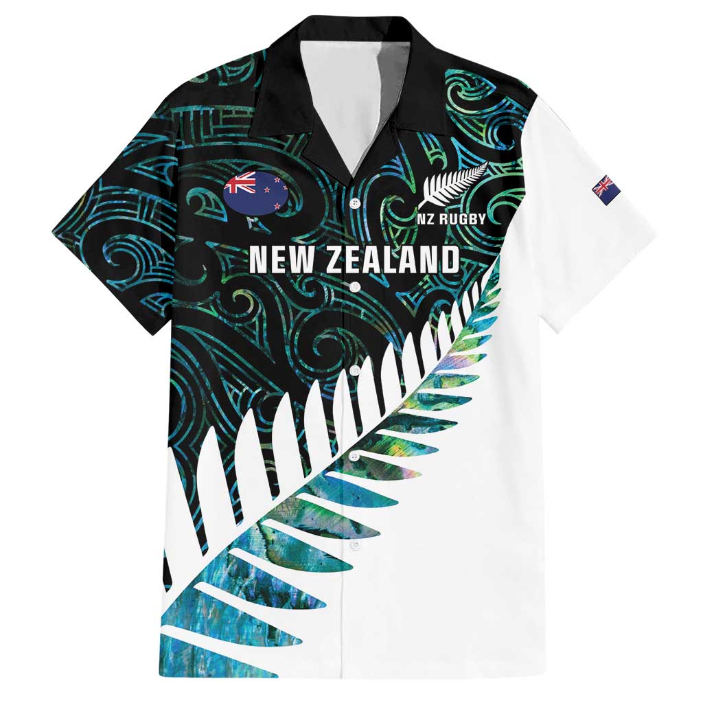 New Zealand Silver Fern Rugby Custom Hawaiian Shirt Go All Black Turquoise Maori Paua Shell LT14 Turquoise - Polynesian Pride
