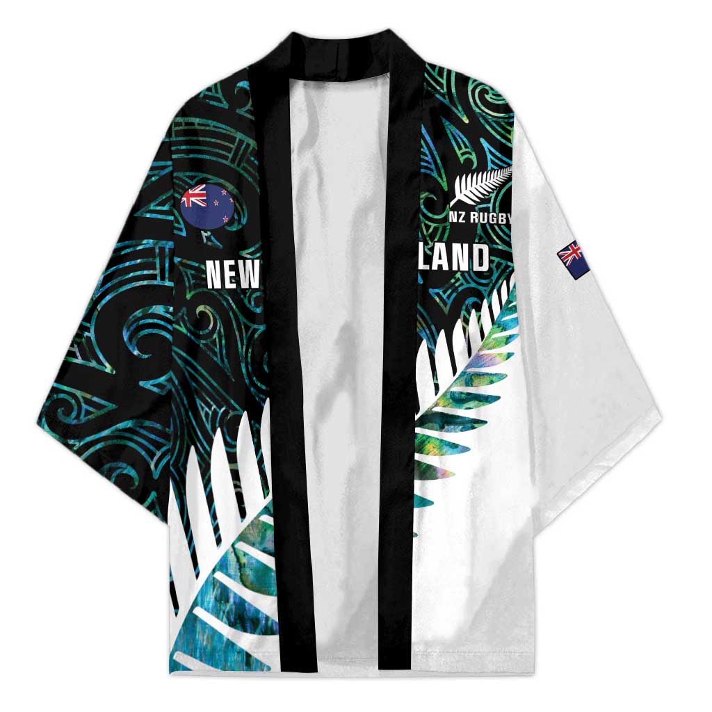 New Zealand Silver Fern Rugby Custom Kimono Go All Black Turquoise Maori Paua Shell LT14 Unisex Turquoise - Polynesian Pride