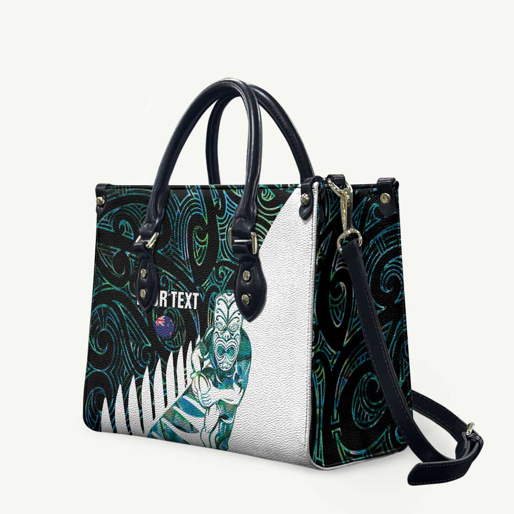 New Zealand Silver Fern Rugby Custom Leather Bag Go All Black Turquoise Maori Paua Shell LT14 - Polynesian Pride