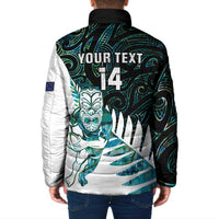 New Zealand Silver Fern Rugby Custom Padded Jacket Go All Black Turquoise Maori Paua Shell LT14 - Polynesian Pride
