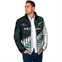 New Zealand Silver Fern Rugby Custom Padded Jacket Go All Black Turquoise Maori Paua Shell LT14 - Polynesian Pride