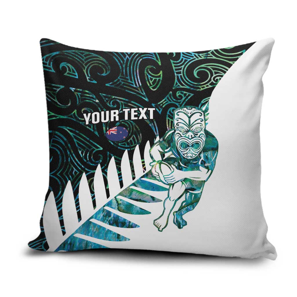 New Zealand Silver Fern Rugby Custom Pillow Cover Go All Black Turquoise Maori Paua Shell LT14 Turquoise - Polynesian Pride