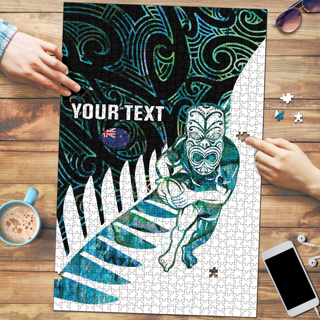 New Zealand Silver Fern Rugby Custom Puzzle Go All Black Turquoise Maori Paua Shell LT14 Turquoise - Polynesian Pride