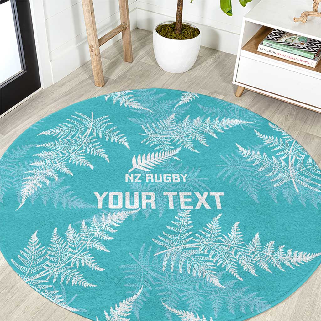 New Zealand Silver Fern Rugby Custom Round Carpet Go Aotearoa Champions Turquoise Version LT14 Turquoise - Polynesian Pride
