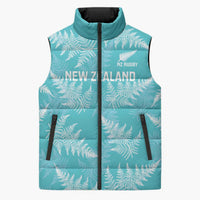 New Zealand Silver Fern Rugby Custom Sleeveless Puffer Jacket Go Aotearoa Champions Turquoise Version LT14 Unisex Turquoise - Polynesian Pride