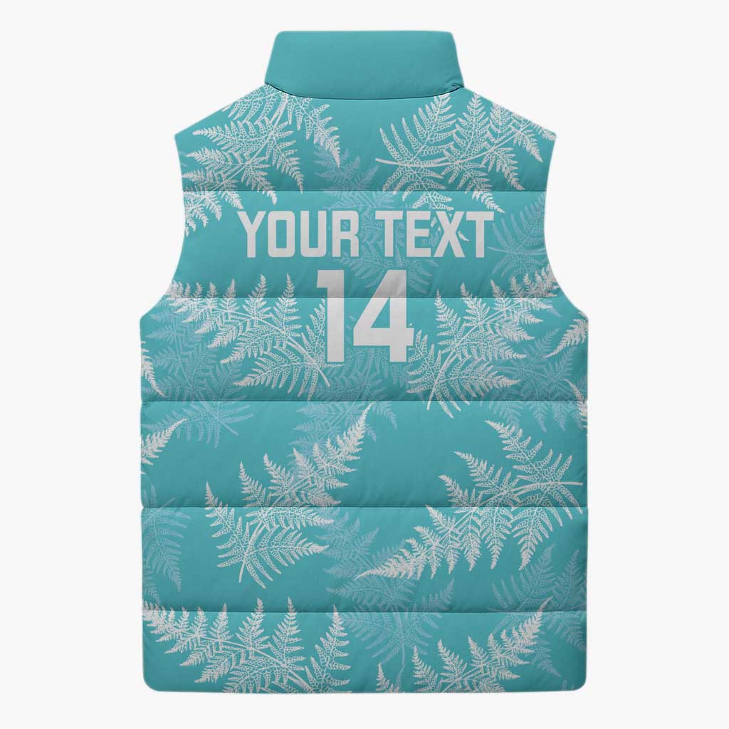 New Zealand Silver Fern Rugby Custom Sleeveless Puffer Jacket Go Aotearoa Champions Turquoise Version LT14 - Polynesian Pride