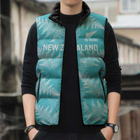 New Zealand Silver Fern Rugby Custom Sleeveless Puffer Jacket Go Aotearoa Champions Turquoise Version LT14 - Polynesian Pride