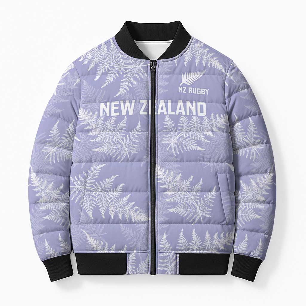 New Zealand Silver Fern Rugby Custom Bomber Puffer Jacket Go Aotearoa Champions Purple Version LT14 Unisex Purple - Polynesian Pride