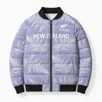 New Zealand Silver Fern Rugby Custom Bomber Puffer Jacket Go Aotearoa Champions Purple Version LT14 Unisex Purple - Polynesian Pride