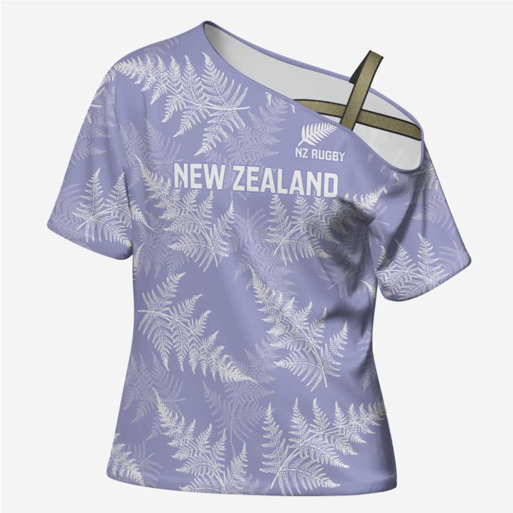 New Zealand Silver Fern Rugby Custom Cross Shoulder Shirt Go Aotearoa Champions Purple Version LT14 Female Purple - Polynesian Pride