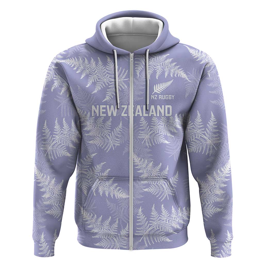New Zealand Silver Fern Rugby Custom Zip Hoodie Go Aotearoa Champions Purple Version LT14 Zip Hoodie Purple - Polynesian Pride