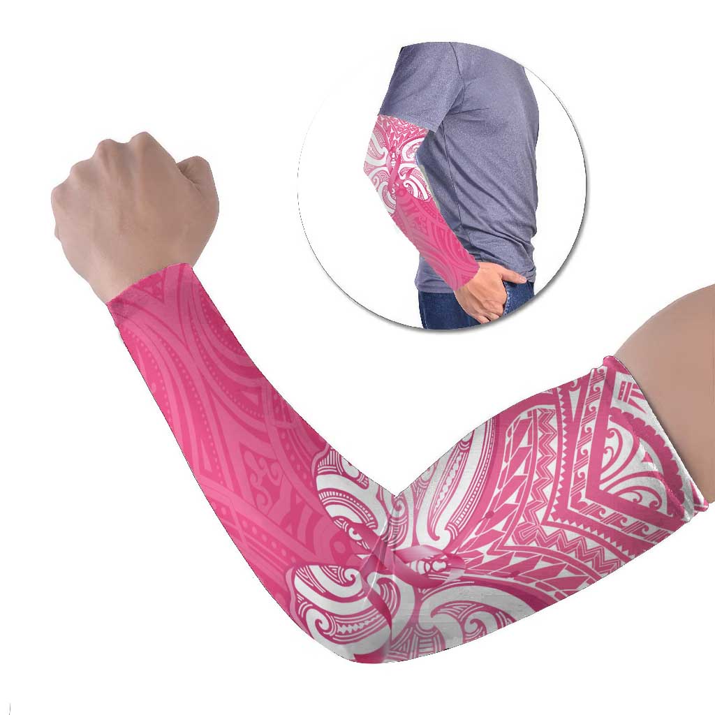 New Zealand Breast Cancer Awareness Arm Sleeves Maori Butterfly Pink Ribbon LT14 Set of 2 Pink - Polynesian Pride
