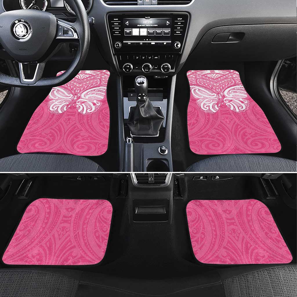 New Zealand Breast Cancer Awareness Car Mats Maori Butterfly Pink Ribbon LT14 Set 4pcs Pink - Polynesian Pride