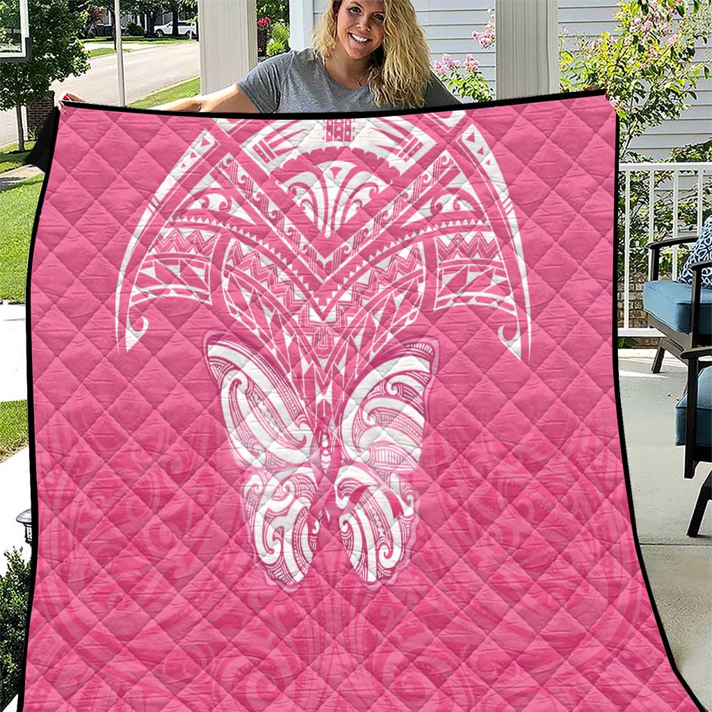 New Zealand Breast Cancer Awareness Quilt Maori Butterfly Pink Ribbon LT14 Pink - Polynesian Pride