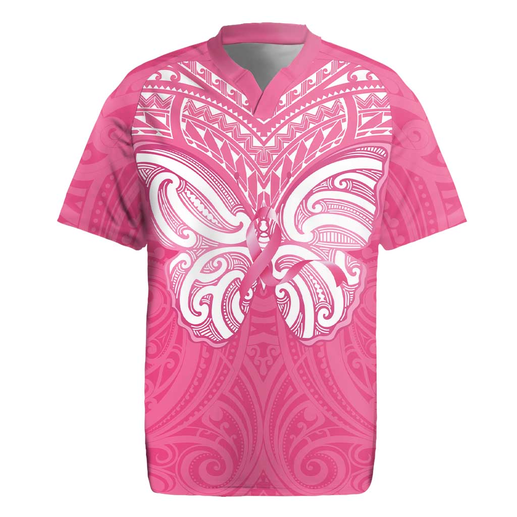 New Zealand Breast Cancer Awareness Rugby Jersey Maori Butterfly Pink Ribbon LT14 Pink - Polynesian Pride