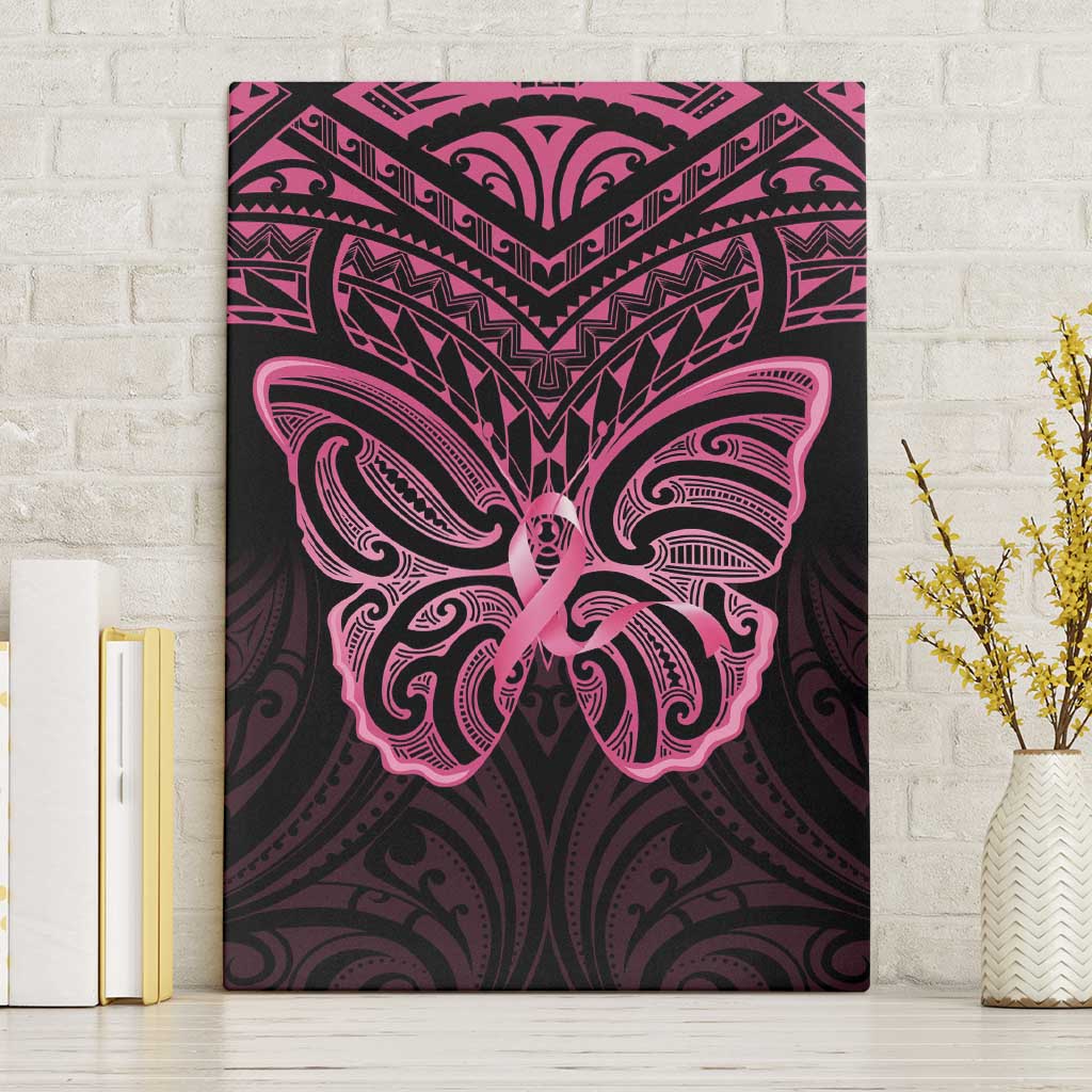 New Zealand Breast Cancer Awareness Canvas Wall Art Maori Butterfly Pink Ribbon Black Version LT14 Without Frame Black - Polynesian Pride