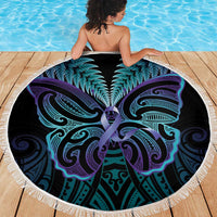 Suicide Prevention New Zealand Beach Blanket Aotearoa Maori Butterfly Mix Silver Fern LT14 - Polynesian Pride