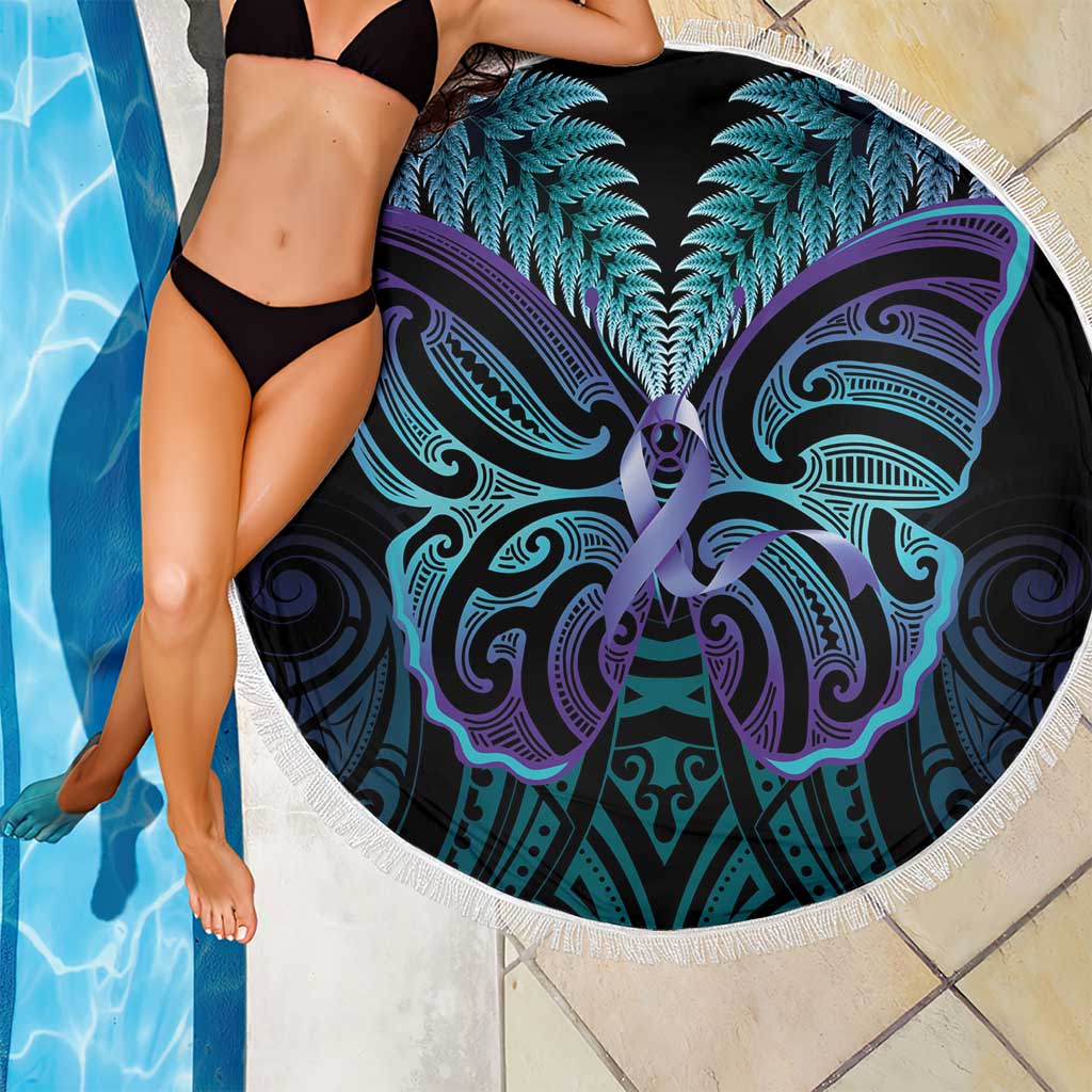 Suicide Prevention New Zealand Beach Blanket Aotearoa Maori Butterfly Mix Silver Fern LT14 - Polynesian Pride