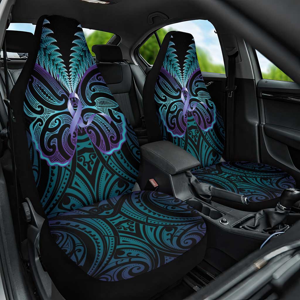 Suicide Prevention New Zealand Car Seat Cover Aotearoa Maori Butterfly Mix Silver Fern LT14 One Size Black - Polynesian Pride