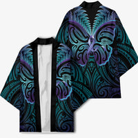 Suicide Prevention New Zealand Kimono Aotearoa Maori Butterfly Mix Silver Fern LT14 - Polynesian Pride
