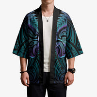 Suicide Prevention New Zealand Kimono Aotearoa Maori Butterfly Mix Silver Fern LT14 - Polynesian Pride