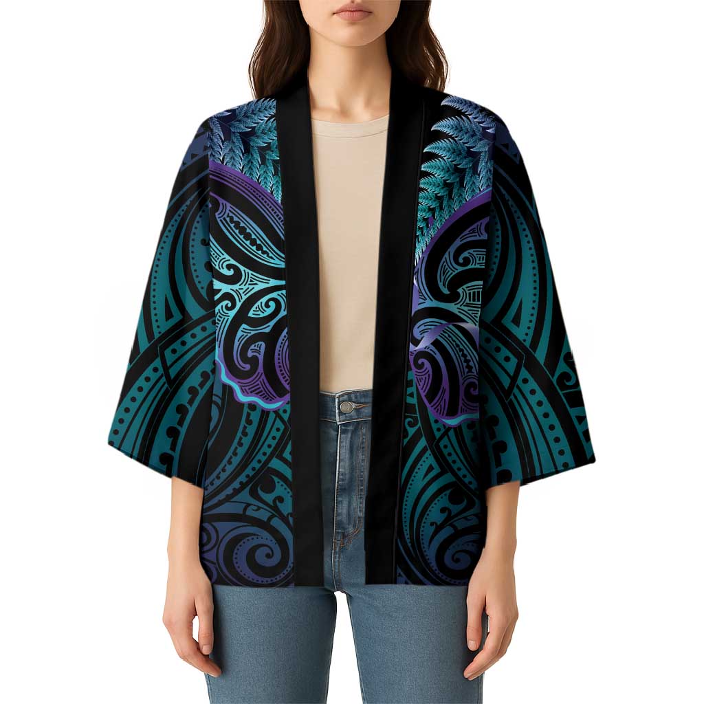 Suicide Prevention New Zealand Kimono Aotearoa Maori Butterfly Mix Silver Fern LT14 - Polynesian Pride