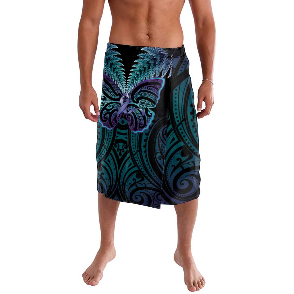 Suicide Prevention New Zealand Lavalava Aotearoa Maori Butterfly Mix Silver Fern LT14 Black - Polynesian Pride