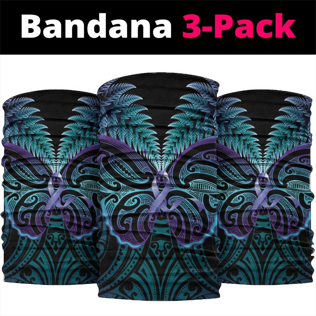 Suicide Prevention New Zealand Neck Gaiter Aotearoa Maori Butterfly Mix Silver Fern LT14 package One Size: 25*50cm Black - Polynesian Pride