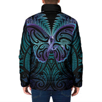 Suicide Prevention New Zealand Padded Jacket Aotearoa Maori Butterfly Mix Silver Fern LT14 - Polynesian Pride
