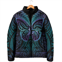 Suicide Prevention New Zealand Padded Jacket Aotearoa Maori Butterfly Mix Silver Fern LT14 - Polynesian Pride