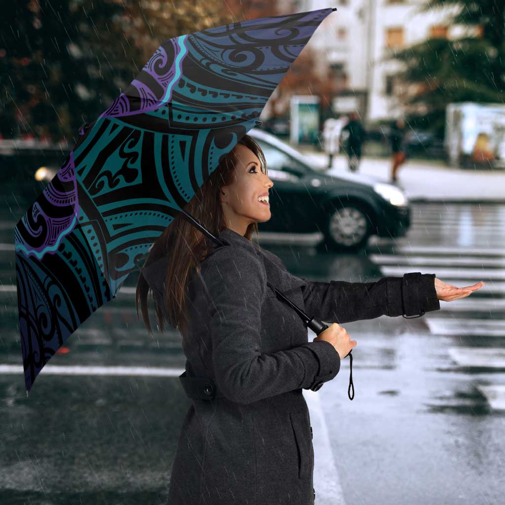 Suicide Prevention New Zealand Umbrella Aotearoa Maori Butterfly Mix Silver Fern LT14 - Polynesian Pride