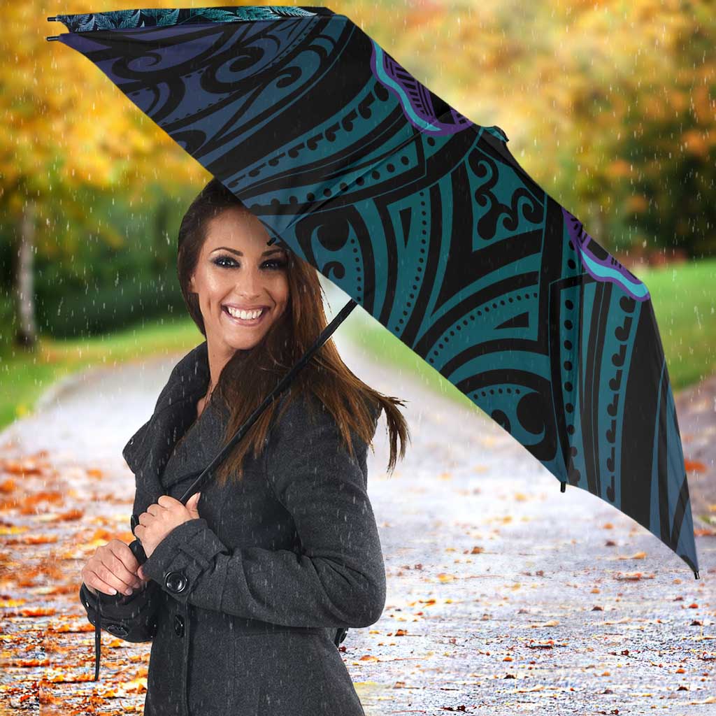 Suicide Prevention New Zealand Umbrella Aotearoa Maori Butterfly Mix Silver Fern LT14 - Polynesian Pride