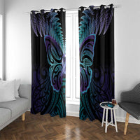 Suicide Prevention New Zealand Window Curtain Aotearoa Maori Butterfly Mix Silver Fern LT14 With Grommets Black - Polynesian Pride