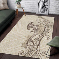 Beige Hawaii Area Rug Hammerhead Shark Tattoo Curve Polynesian LT14 Beige - Polynesian Pride