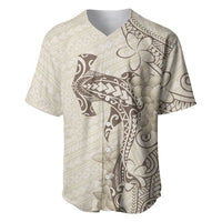 Beige Hawaii Baseball Jersey Hammerhead Shark Tattoo Curve Polynesian LT14 Beige - Polynesian Pride