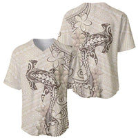 Beige Hawaii Baseball Jersey Hammerhead Shark Tattoo Curve Polynesian LT14 - Polynesian Pride