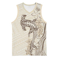 Beige Hawaii Basketball Jersey Hammerhead Shark Tattoo Curve Polynesian LT14 Unisex Beige - Polynesian Pride