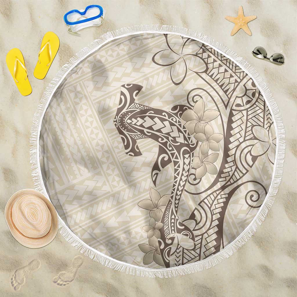 Beige Hawaii Beach Blanket Hammerhead Shark Tattoo Curve Polynesian LT14 One Size 150cm Beige - Polynesian Pride