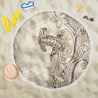 Beige Hawaii Beach Blanket Hammerhead Shark Tattoo Curve Polynesian LT14 One Size 150cm Beige - Polynesian Pride