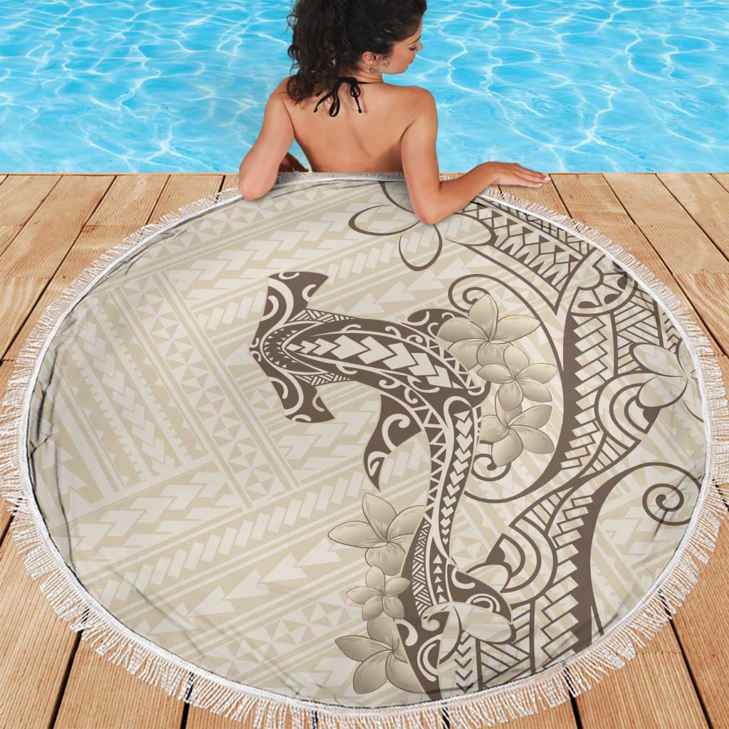 Beige Hawaii Beach Blanket Hammerhead Shark Tattoo Curve Polynesian LT14 - Polynesian Pride