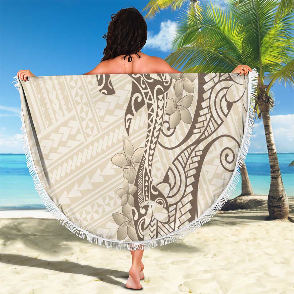 Beige Hawaii Beach Blanket Hammerhead Shark Tattoo Curve Polynesian LT14 - Polynesian Pride