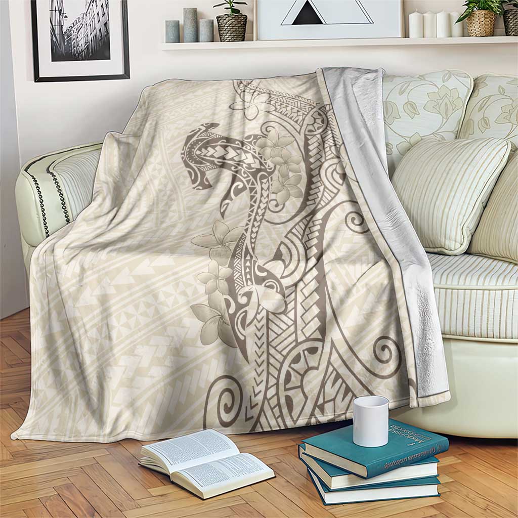 Beige Hawaii Blanket Hammerhead Shark Tattoo Curve Polynesian LT14 Beige - Polynesian Pride