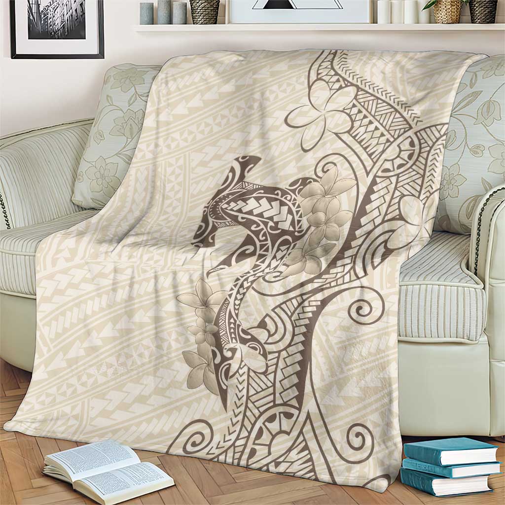 Beige Hawaii Blanket Hammerhead Shark Tattoo Curve Polynesian LT14 - Polynesian Pride