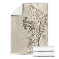 Beige Hawaii Blanket Hammerhead Shark Tattoo Curve Polynesian LT14 - Polynesian Pride