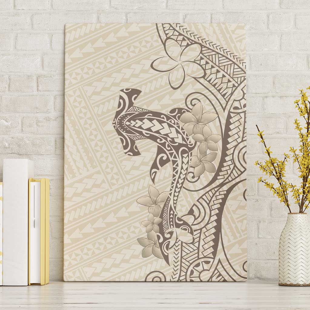 Beige Hawaii Canvas Wall Art Hammerhead Shark Tattoo Curve Polynesian LT14 Without Frame Beige - Polynesian Pride