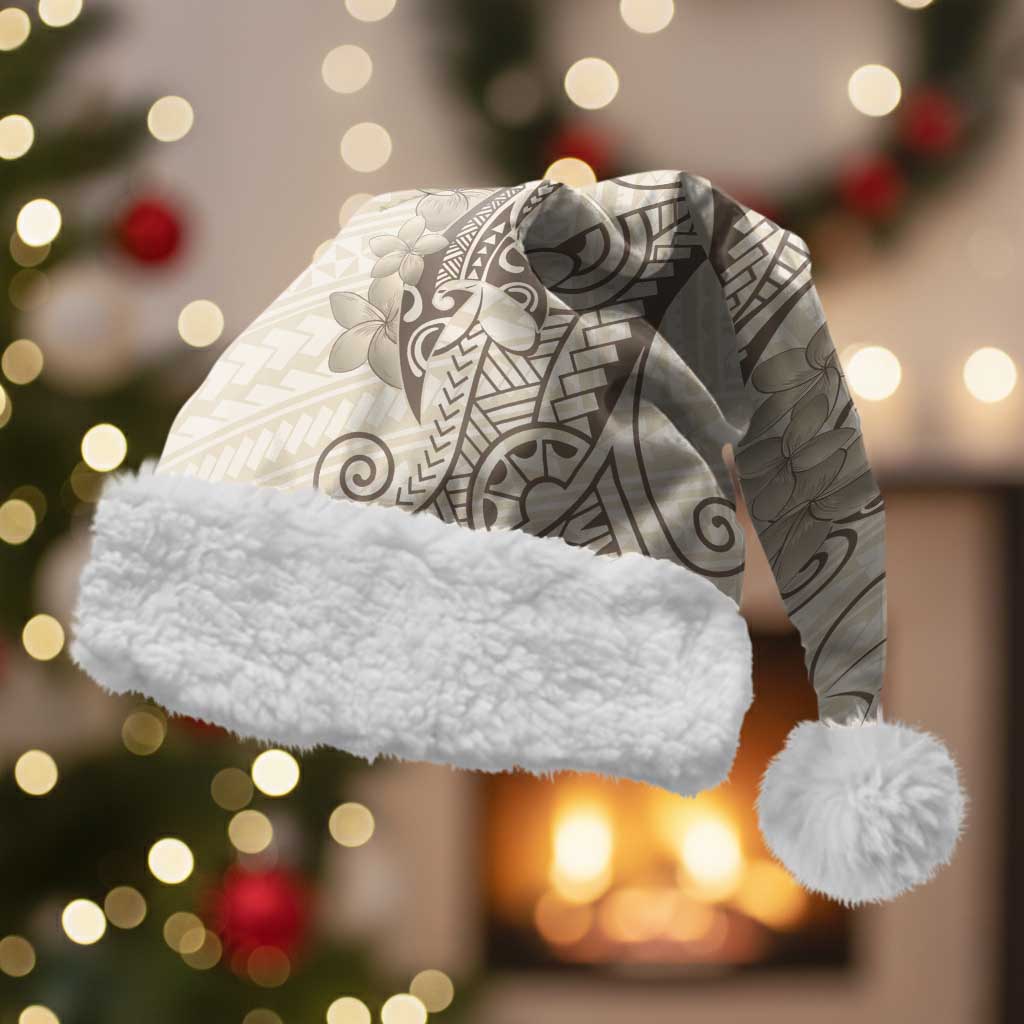 Beige Hawaii Christmas Santa Hat Hammerhead Shark Tattoo Curve Polynesian LT14 With Fur Beige - Polynesian Pride