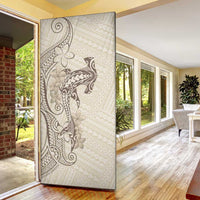 Beige Hawaii Door Cover Hammerhead Shark Tattoo Curve Polynesian LT14 - Polynesian Pride