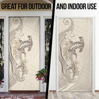 Beige Hawaii Door Cover Hammerhead Shark Tattoo Curve Polynesian LT14 - Polynesian Pride