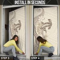 Beige Hawaii Door Cover Hammerhead Shark Tattoo Curve Polynesian LT14 - Polynesian Pride