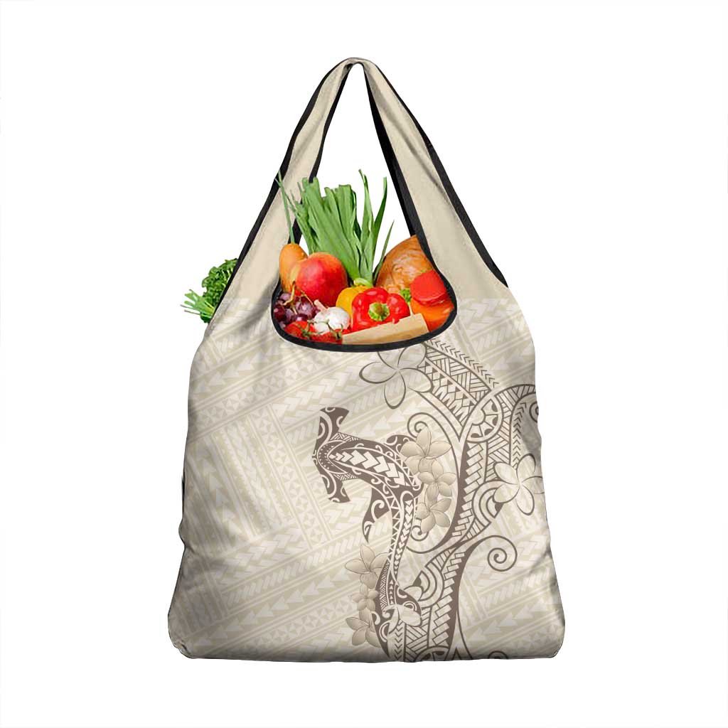 Beige Hawaii Grocery Bag Hammerhead Shark Tattoo Curve Polynesian LT14 1-pack One Size Beige - Polynesian Pride